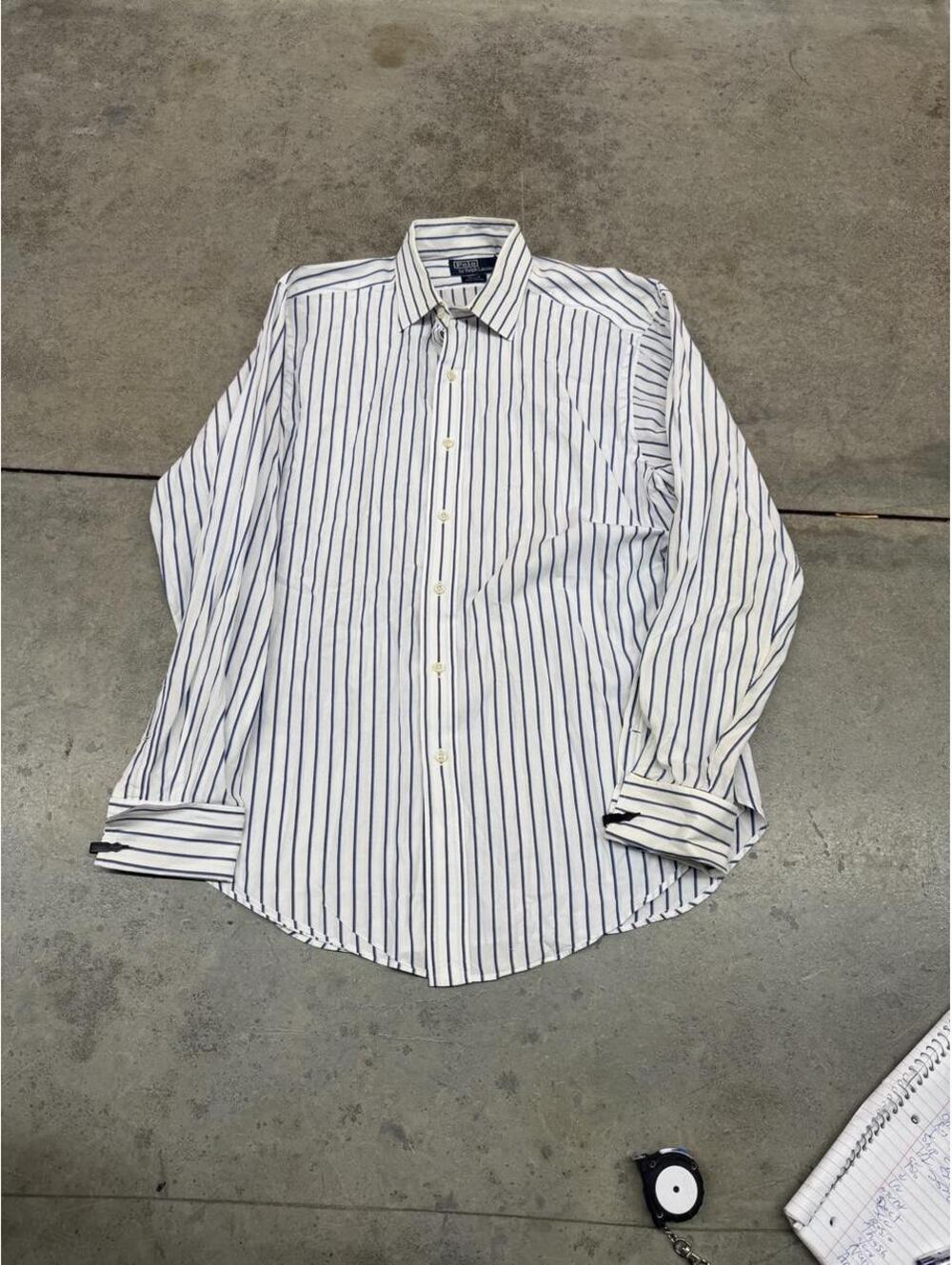 vintage polo ralph lauren philip white and blue striped button down shirt large